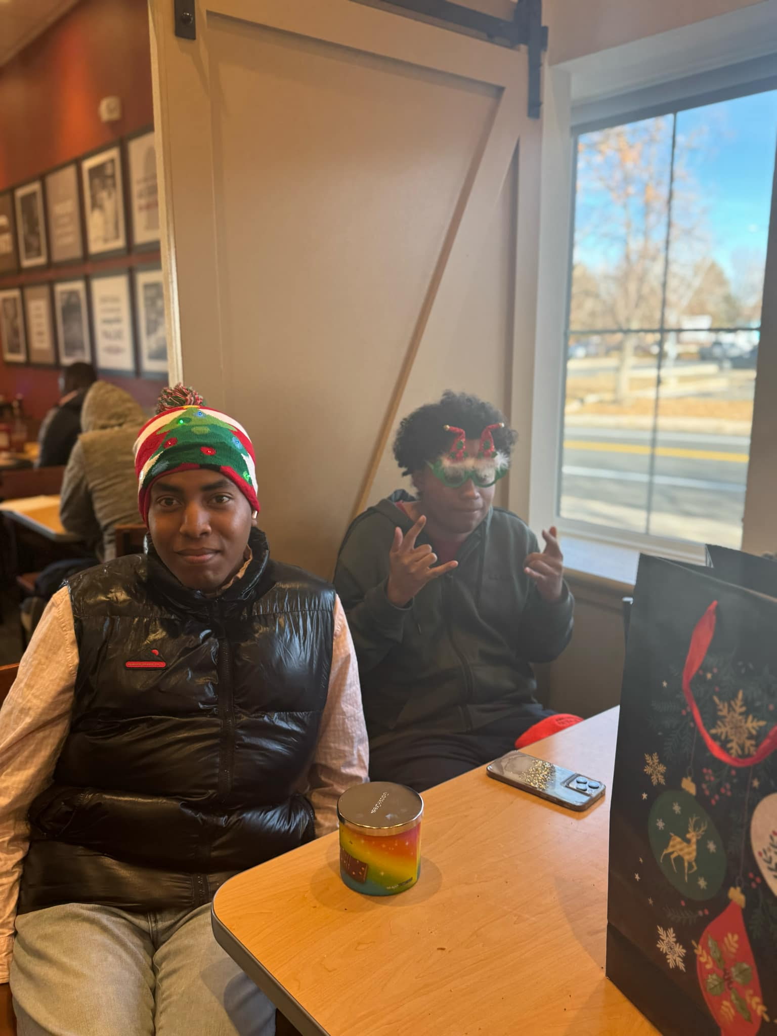 Brighter Horizon clients making choices together during a holiday gift exchange